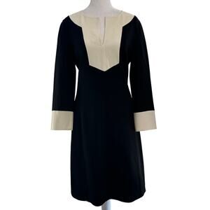 Michael Kors Collection Virgin Wool Black Dress Size 6 Knee‎ Long Sleeve Italy